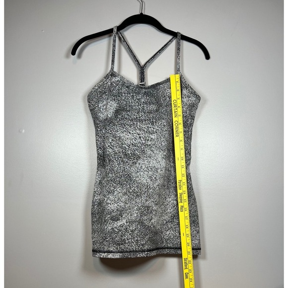 Lululemon Power Y Tank Luon Spray Jacquard White Black, Size 6 - Picture 6 of 7